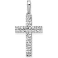 10K White Gold Diamond Cross Pendant with 1/4 Carat Total Diamond Weight by Oro Pregiato