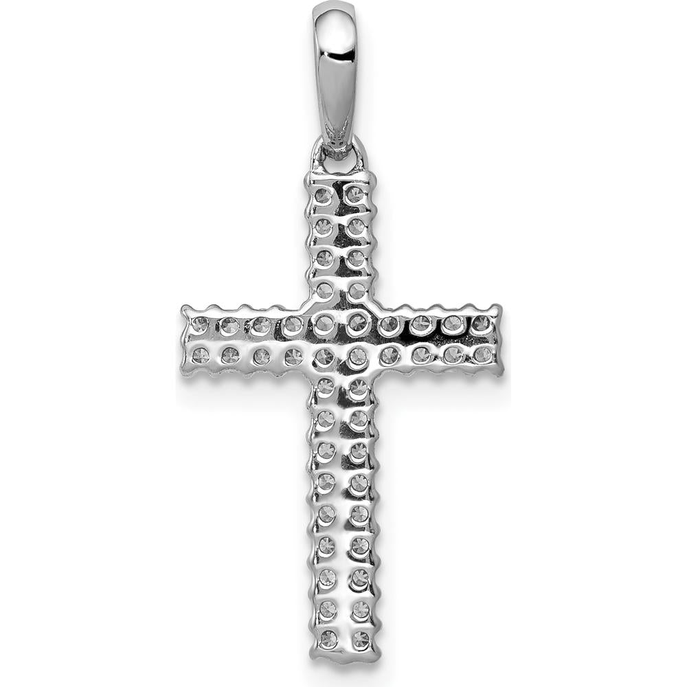 10K White Gold Diamond Cross Pendant with 1/4 Carat Total Diamond Weight by Oro Pregiato