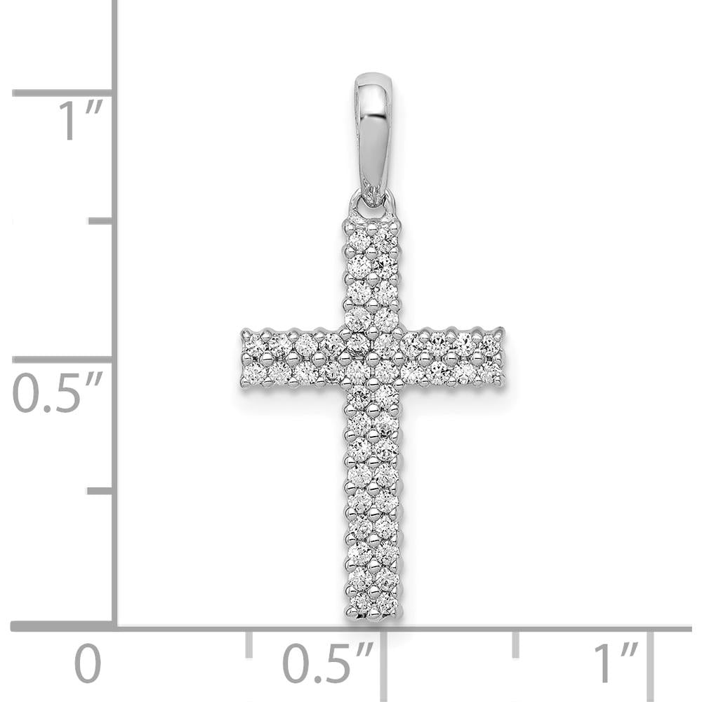 10K White Gold Diamond Cross Pendant with 1/4 Carat Total Diamond Weight by Oro Pregiato