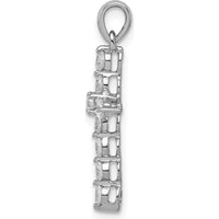 10K White Gold Diamond Cross Pendant with Graduating Round Diamonds - 0.50 Carat Total Diamond Weight by Oro Pregiato