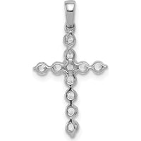 10K White Gold Diamond Cross Pendant with Graduating Round Diamonds - 0.50 Carat Total Diamond Weight by Oro Pregiato
