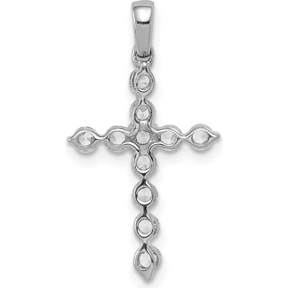 10K White Gold Diamond Cross Pendant with Graduating Round Diamonds - 0.50 Carat Total Diamond Weight by Oro Pregiato