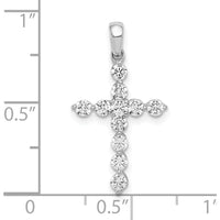 10K White Gold Diamond Cross Pendant with Graduating Round Diamonds - 0.50 Carat Total Diamond Weight by Oro Pregiato