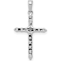 10K White Gold Diamond Cross Pendant with Prong-Set Round Diamonds - 0.25 Carat Total Diamond Weight by Oro Pregiato