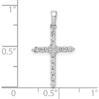 10K White Gold Diamond Cross Pendant with Prong-Set Round Diamonds - 0.25 Carat Total Diamond Weight by Oro Pregiato