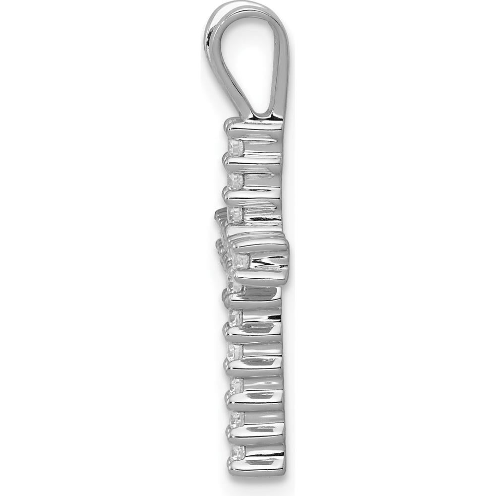 10K White Gold Diamond Cross Pendant with Prong-Set Round Diamonds - 0.25 Carat Total Diamond Weight by Oro Pregiato