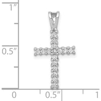 10K White Gold Diamond Cross Pendant with Prong-Set Round Diamonds - 0.25 Carat Total Diamond Weight by Oro Pregiato