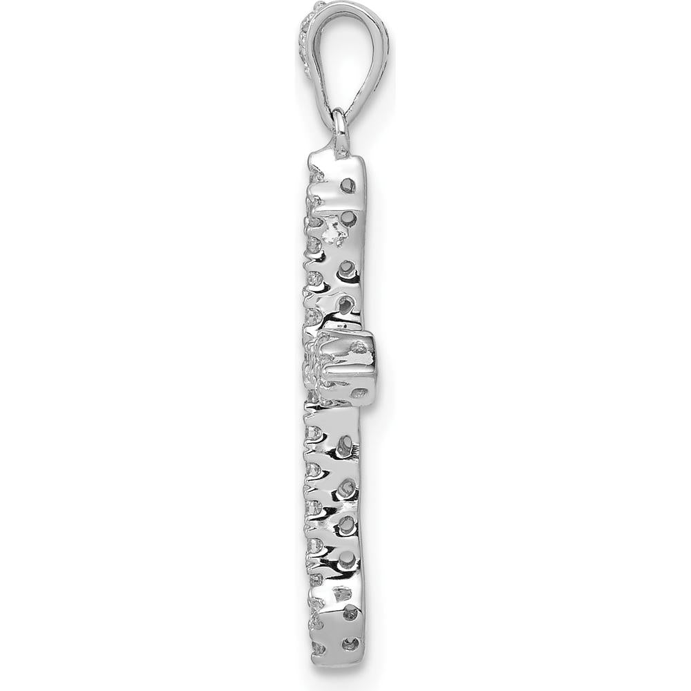 10K White Gold Diamond Cross Pendant with Rhodium Plating - 1/4 Carat Total Diamond Weight by Oro Pregiato