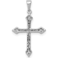 10K White Gold Diamond Cross Pendant with Rhodium Plating - 1/4 Carat Total Diamond Weight by Oro Pregiato