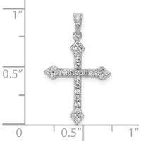 10K White Gold Diamond Cross Pendant with Rhodium Plating - 1/4 Carat Total Diamond Weight by Oro Pregiato