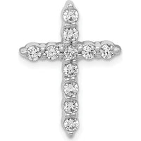 10K White Gold Diamond Cross Pendant with Round Brilliant Diamonds - 0.50 Carat Total Diamond Weight by Oro Pregiato