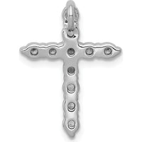 10K White Gold Diamond Cross Pendant with Round Brilliant Diamonds - 0.50 Carat Total Diamond Weight by Oro Pregiato