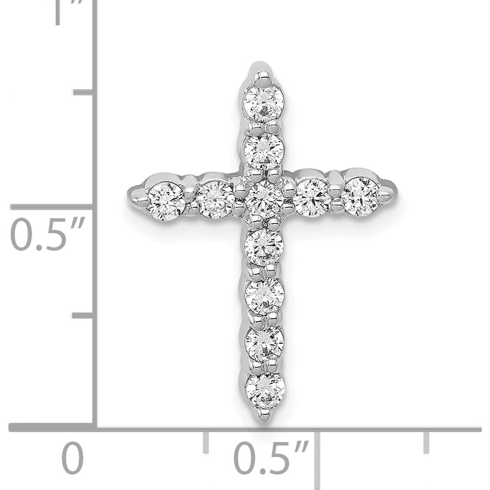 10K White Gold Diamond Cross Pendant with Round Brilliant Diamonds - 0.50 Carat Total Diamond Weight by Oro Pregiato