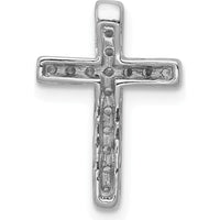 10K White Gold Diamond Cross Pendant with Round Brilliant Diamonds - 1/6 Carat Total Diamond Weight by Oro Pregiato