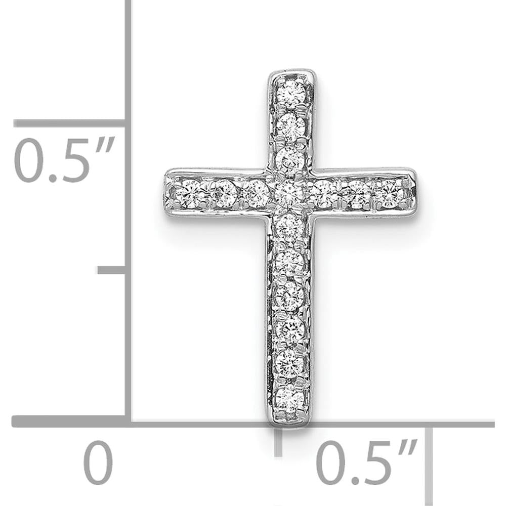 10K White Gold Diamond Cross Pendant with Round Brilliant Diamonds - 1/6 Carat Total Diamond Weight by Oro Pregiato