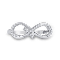 10K White Gold Diamond Cross Ring - 1/10 Carat Total Diamond Weight