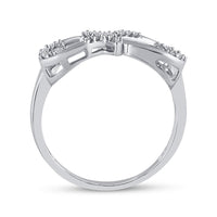 10K White Gold Diamond Cross Ring - 1/10 Carat Total Diamond Weight