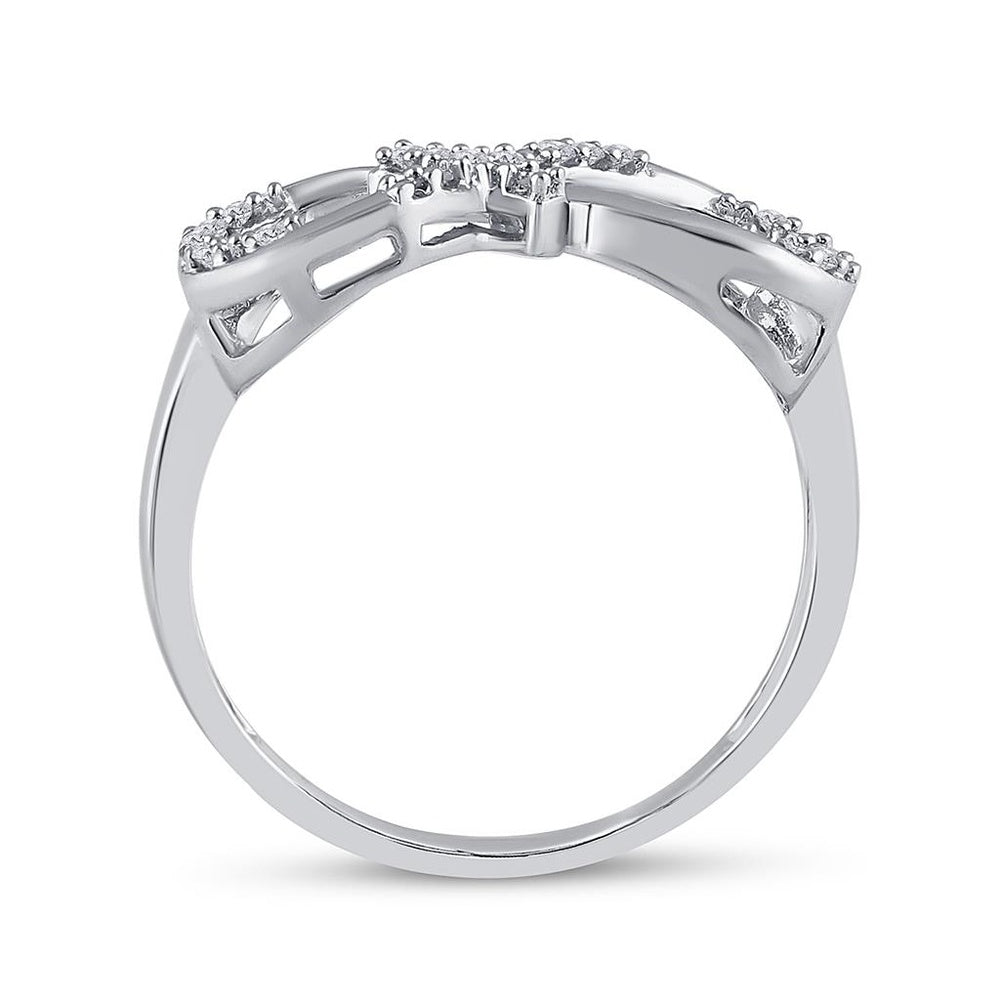 10K White Gold Diamond Cross Ring - 1/10 Carat Total Diamond Weight