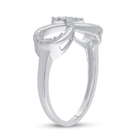 10K White Gold Diamond Cross Ring - 1/10 Carat Total Diamond Weight