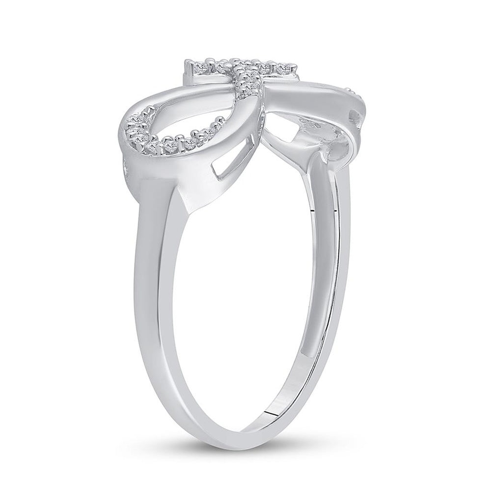 10K White Gold Diamond Cross Ring - 1/10 Carat Total Diamond Weight