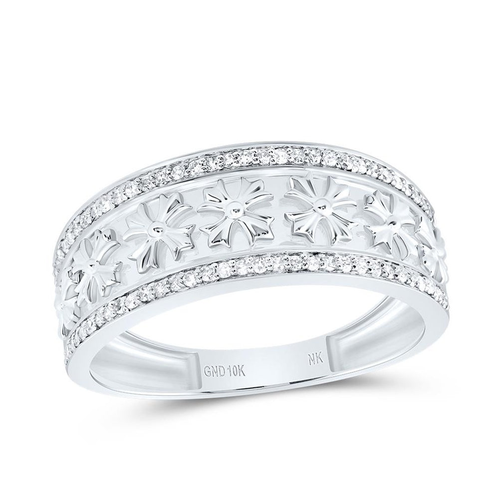 10K White Gold Diamond Cross Ring - 1/4 Carat Total Diamond Weight