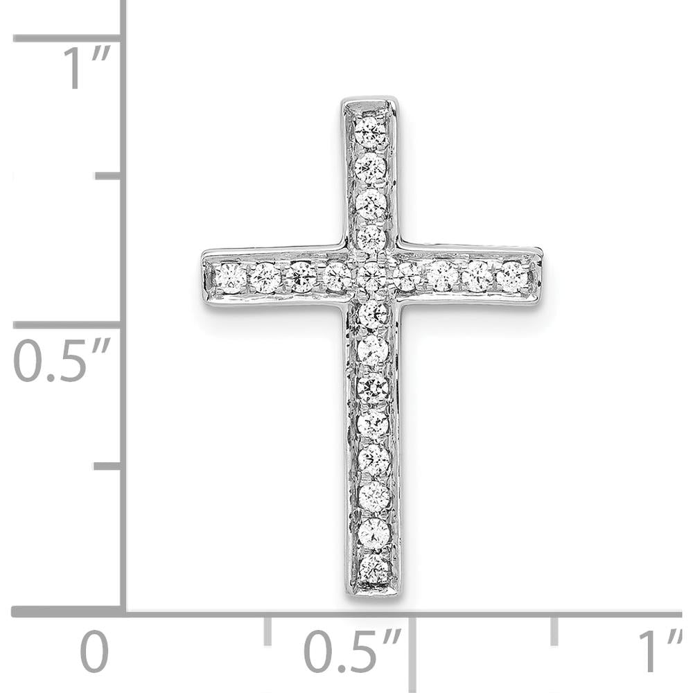 10K White Gold Diamond Cross Slide Pendant - Rhodium Plated with Sparkling Diamonds by Oro Pregiato