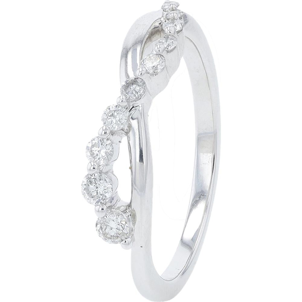 10K White Gold Diamond Crossover Band - 0.25 Carats Total Diamond Weight