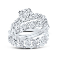 10K White Gold Diamond Cuban Link Ring - 1/2 Carat Total Diamond Weight