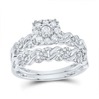 10K White Gold Diamond Cuban Link Ring - 1/2 Carat Total Diamond Weight