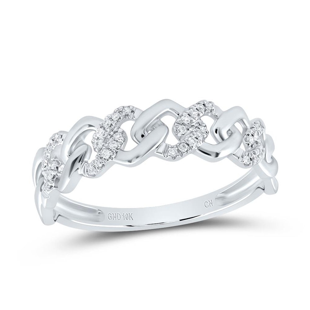 10K White Gold Diamond Cuban Link Ring - 1/2 Carat Total Diamond Weight