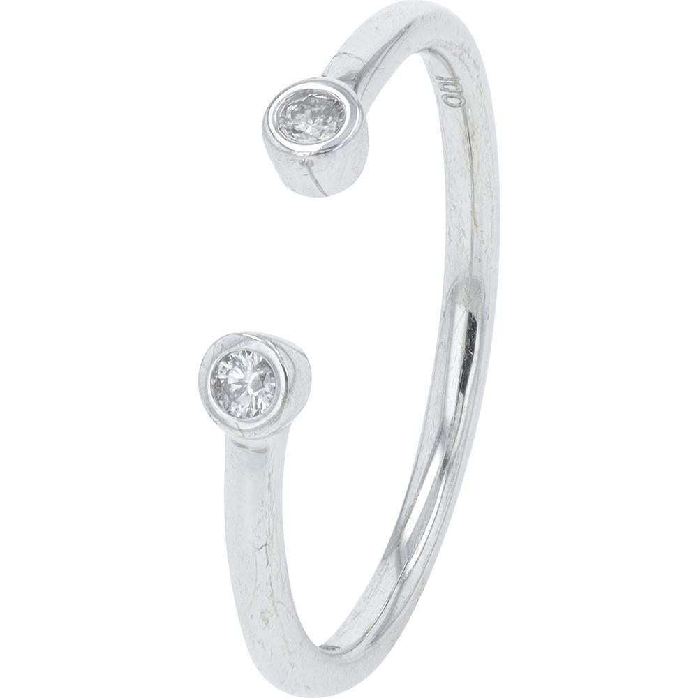 10K White Gold Diamond Cuff Ring with 0.05 Carat Total Diamond Weight