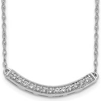 10K White Gold Diamond Curved Bar Pendant Necklace - 0.18 Carat Total Diamond Weight by Oro Pregiato