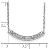 10K White Gold Diamond Curved Bar Pendant Necklace - 0.18 Carat Total Diamond Weight by Oro Pregiato