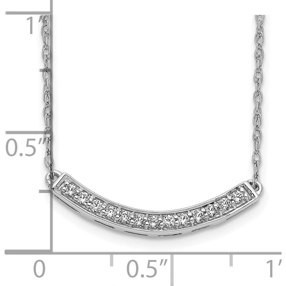 10K White Gold Diamond Curved Bar Pendant Necklace - 0.18 Carat Total Diamond Weight by Oro Pregiato