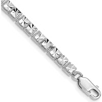 10K White Gold Diamond-Cut Bracelet with Lobster Clasp - 7.25" Length