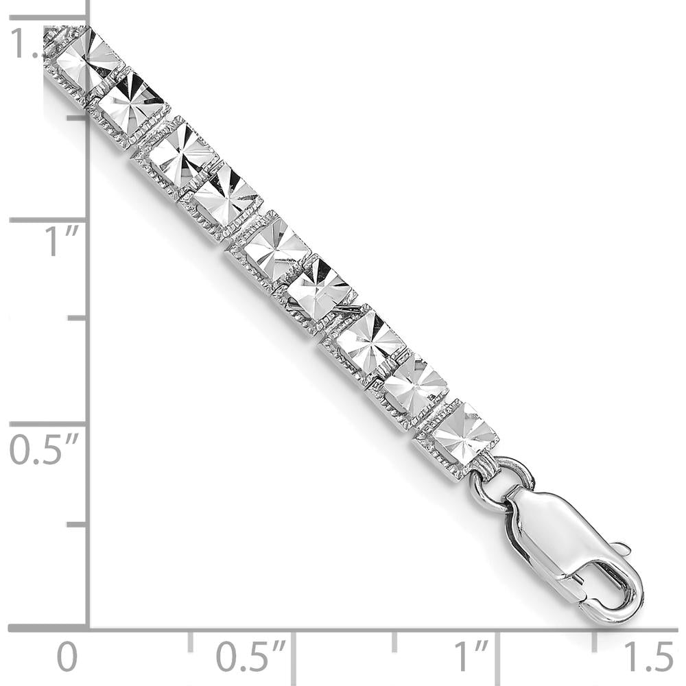 10K White Gold Diamond-Cut Bracelet with Lobster Clasp - 7.25" Length