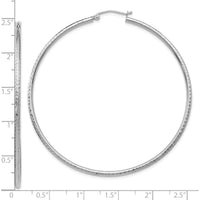 10K White Gold Diamond-Cut Large Hoop Earrings - 60mm Length