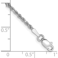 10K White Gold Diamond-cut Rope Anklet - 10" Length, 1.75mm Width