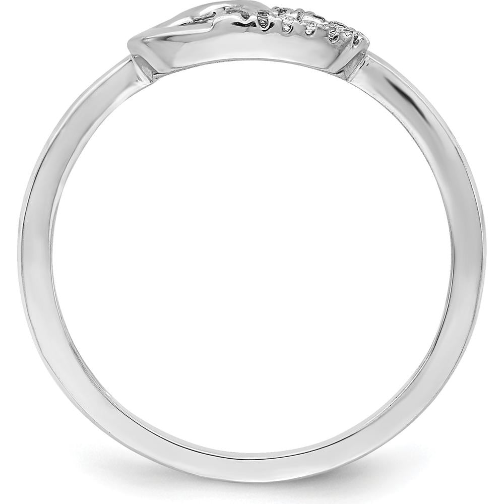 10K White Gold Diamond Double Heart Ring with Pave Set Diamonds - 0.10 Carat Total Diamond Weight by 0