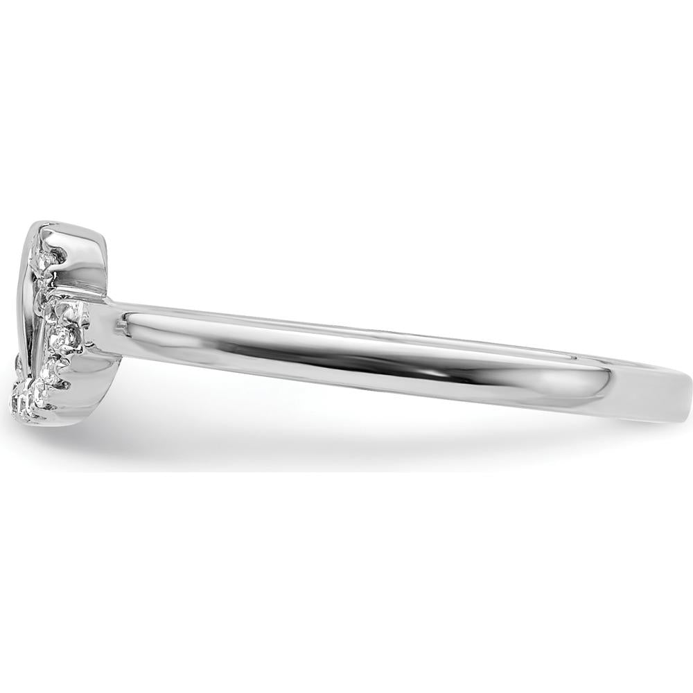 10K White Gold Diamond Double Heart Ring with Pave Set Diamonds - 0.10 Carat Total Diamond Weight by 0