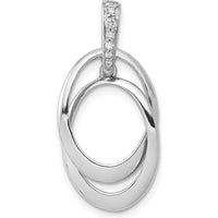 10K White Gold Diamond Double Oval Pendant - 1/20 Carat Total Diamond Weight by Oro Pregiato