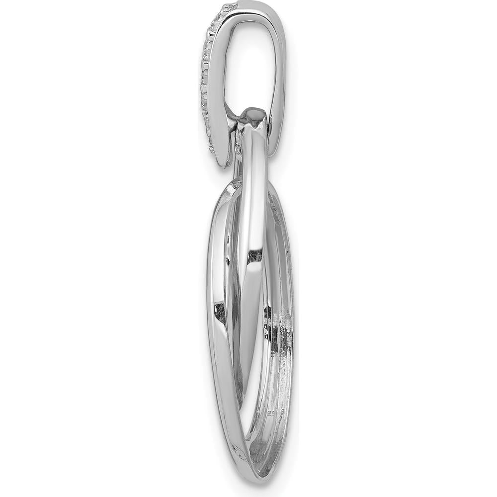 10K White Gold Diamond Double Oval Pendant - 1/20 Carat Total Diamond Weight by Oro Pregiato