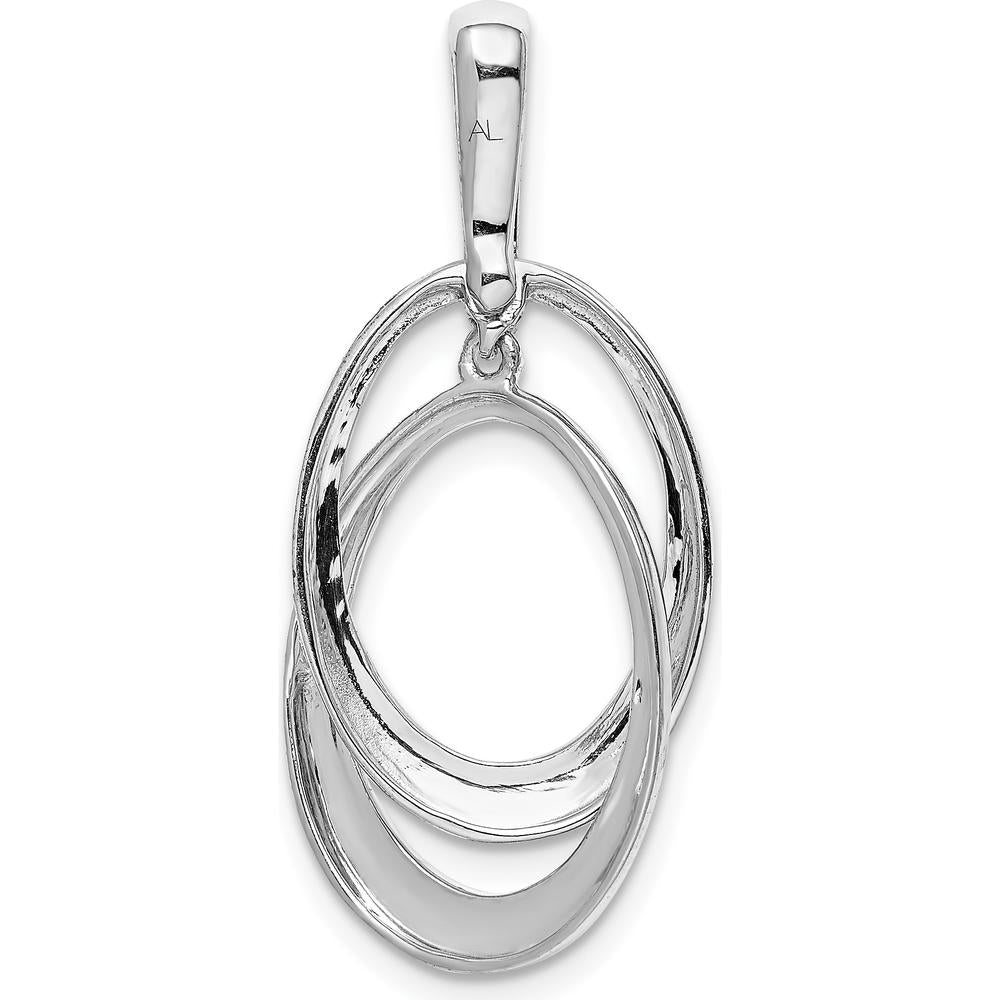 10K White Gold Diamond Double Oval Pendant - 1/20 Carat Total Diamond Weight by Oro Pregiato