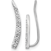 10K White Gold Diamond Ear Climber Earrings with 1/2 Carat Total Diamond Weight by Oro Pregiato