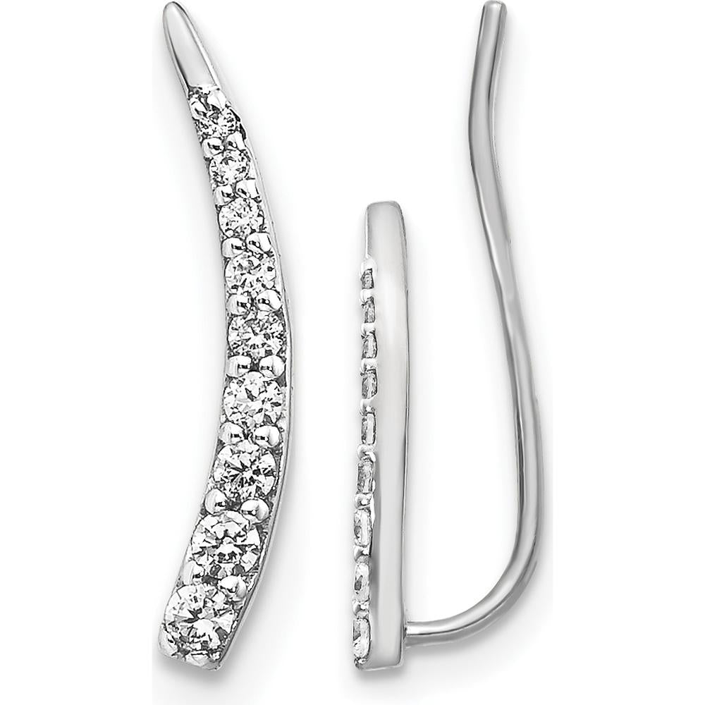 10K White Gold Diamond Ear Climber Earrings with 1/2 Carat Total Diamond Weight by Oro Pregiato