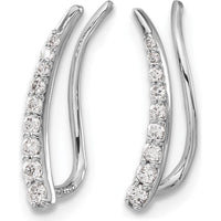 10K White Gold Diamond Ear Climber Earrings with 1/2 Carat Total Diamond Weight by Oro Pregiato