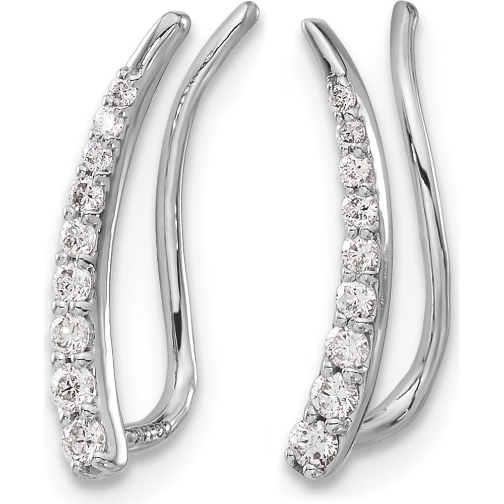 10K White Gold Diamond Ear Climber Earrings with 1/2 Carat Total Diamond Weight by Oro Pregiato