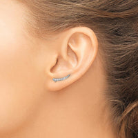 10K White Gold Diamond Ear Climber Earrings with 1/2 Carat Total Diamond Weight by Oro Pregiato
