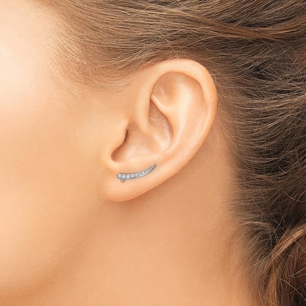 10K White Gold Diamond Ear Climber Earrings with 1/2 Carat Total Diamond Weight by Oro Pregiato