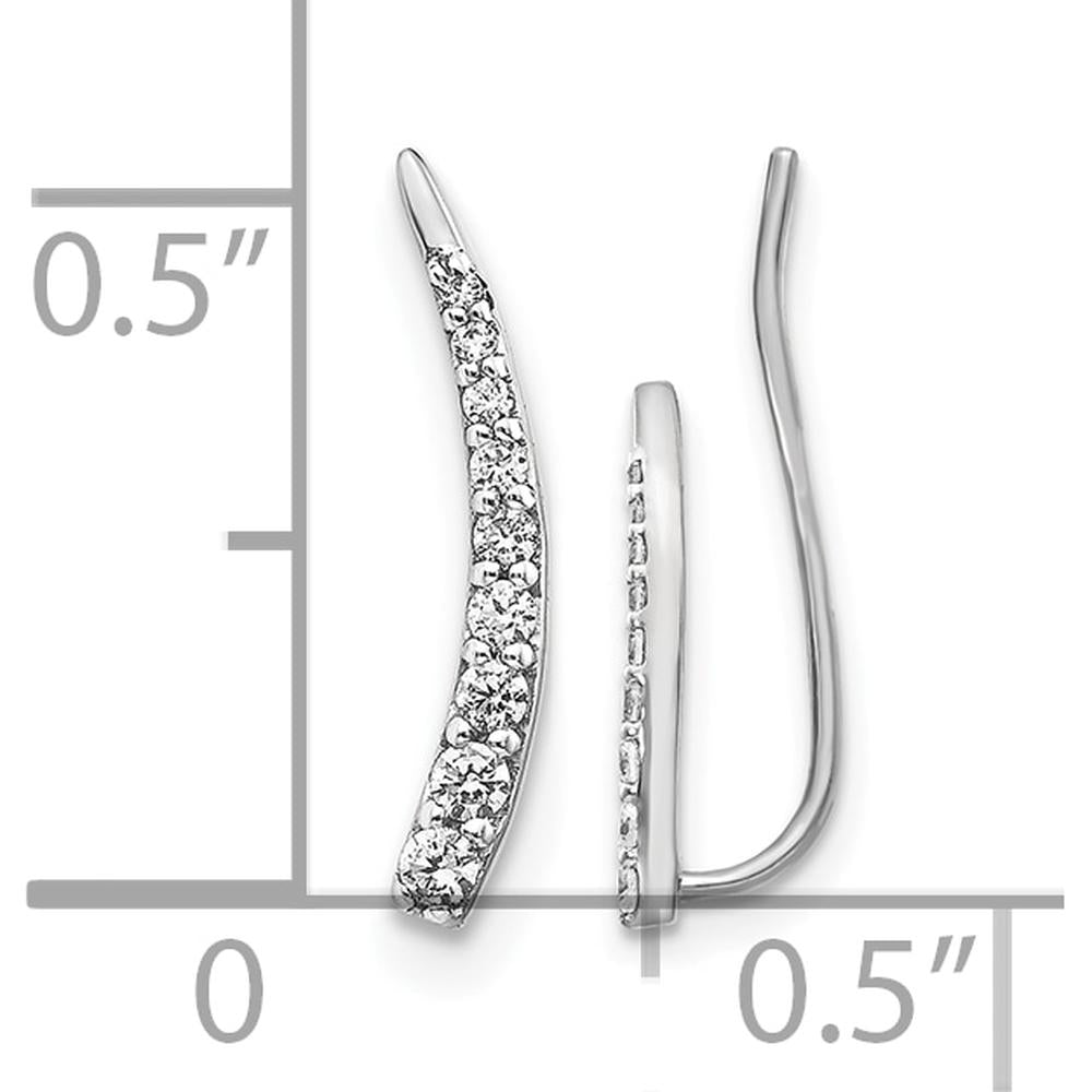 10K White Gold Diamond Ear Climber Earrings with 1/2 Carat Total Diamond Weight by Oro Pregiato